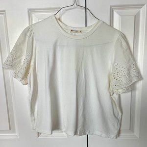 Marine Layer White T-Shirt with Eyelet Sleeves